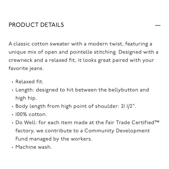 NWOT MADEWELL White Open Stitch Cotton Pullover Sweater Size Medium - Picture 6 of 11